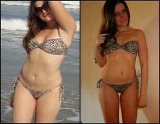 Garota antes e depois da dieta favorita